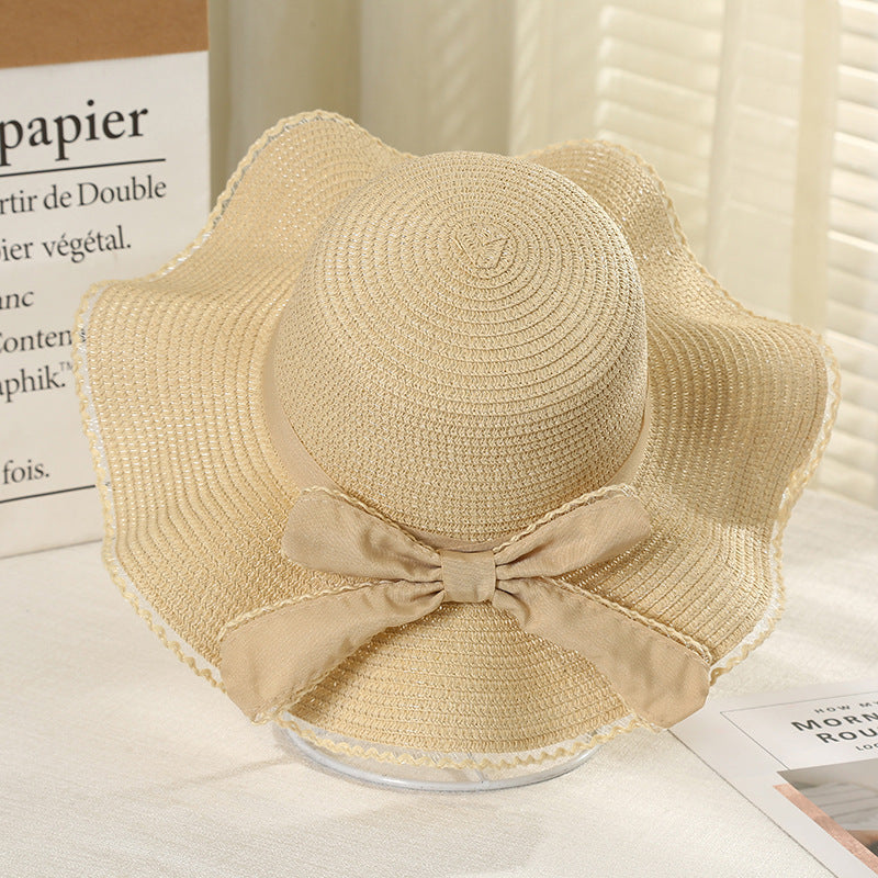 Wide Brim Straw Hat with Bow, More Colors