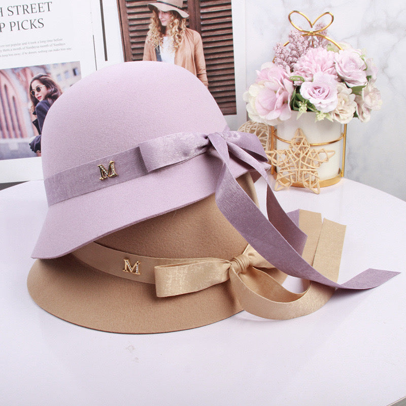 Women Premium Wool Hat With Bow