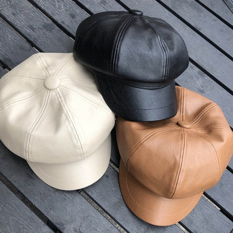 Women Trendy PU Leather Cap