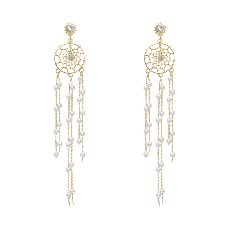 Women Beautiful Tassels Earrings with Pearls