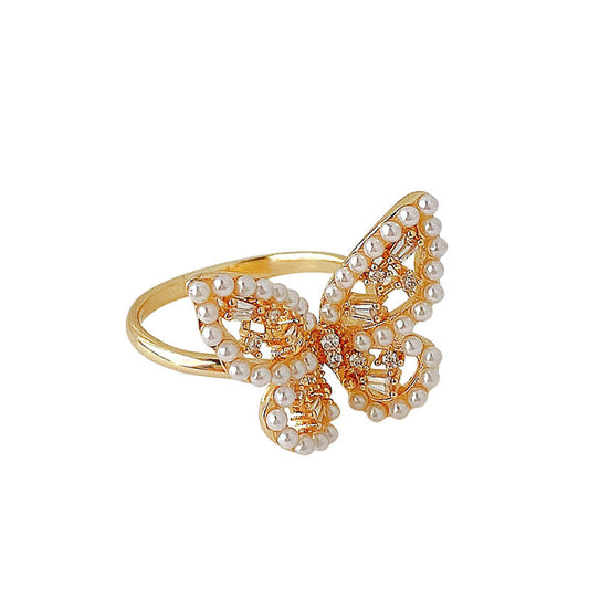 Pearl Butterfly Adjustable Ring