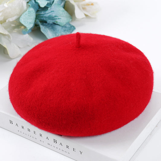 Women French Wool Beret, Red