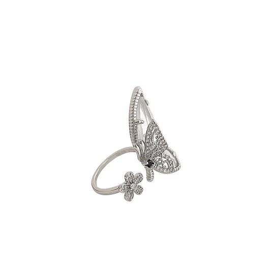 Butterfly Design with Cubic Zirconia Adjustable Ring