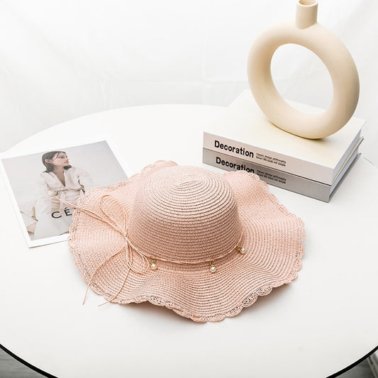 Women Summer Pearl Hat, Pink