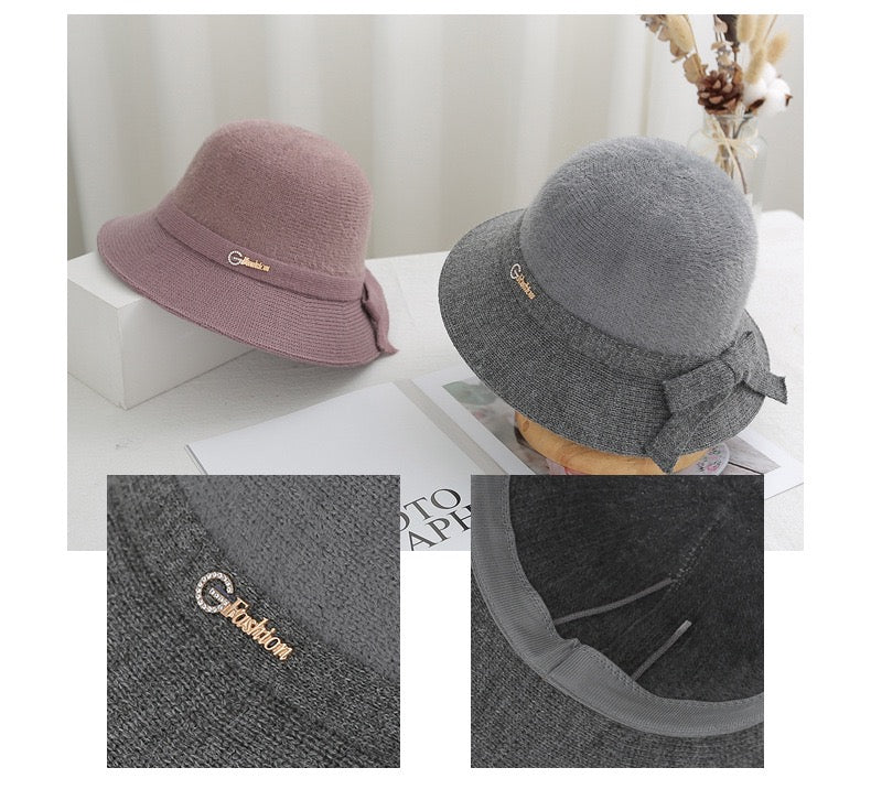 Women Winter Cashmere Soft Hat, Gray