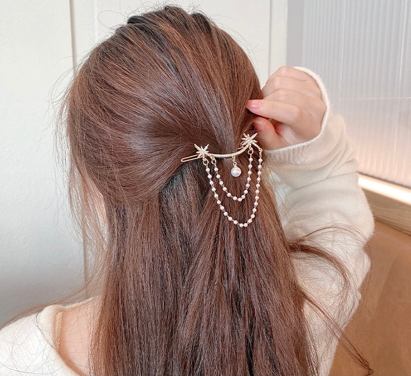 Women Delicate Hair Clip With Pearl