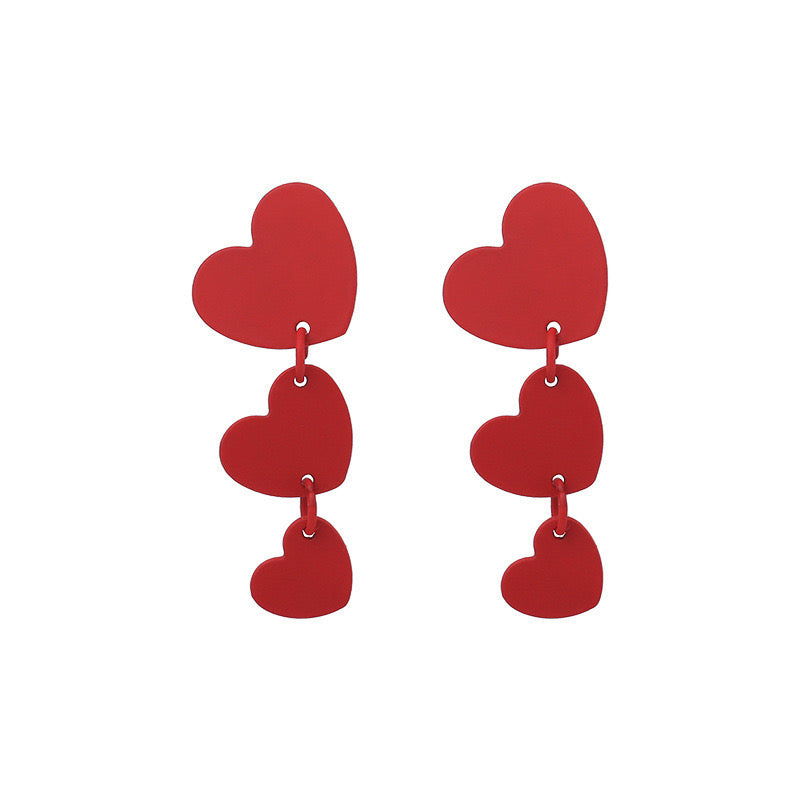 Women Red Heart Earrings