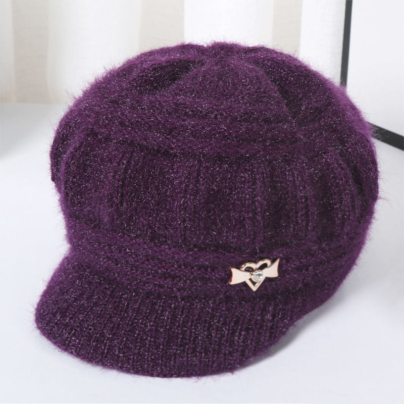 Women Winter Knitted Wool Hat, Purple