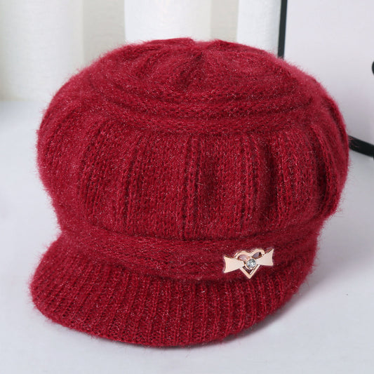 Women Knitted Wool Hat, Red