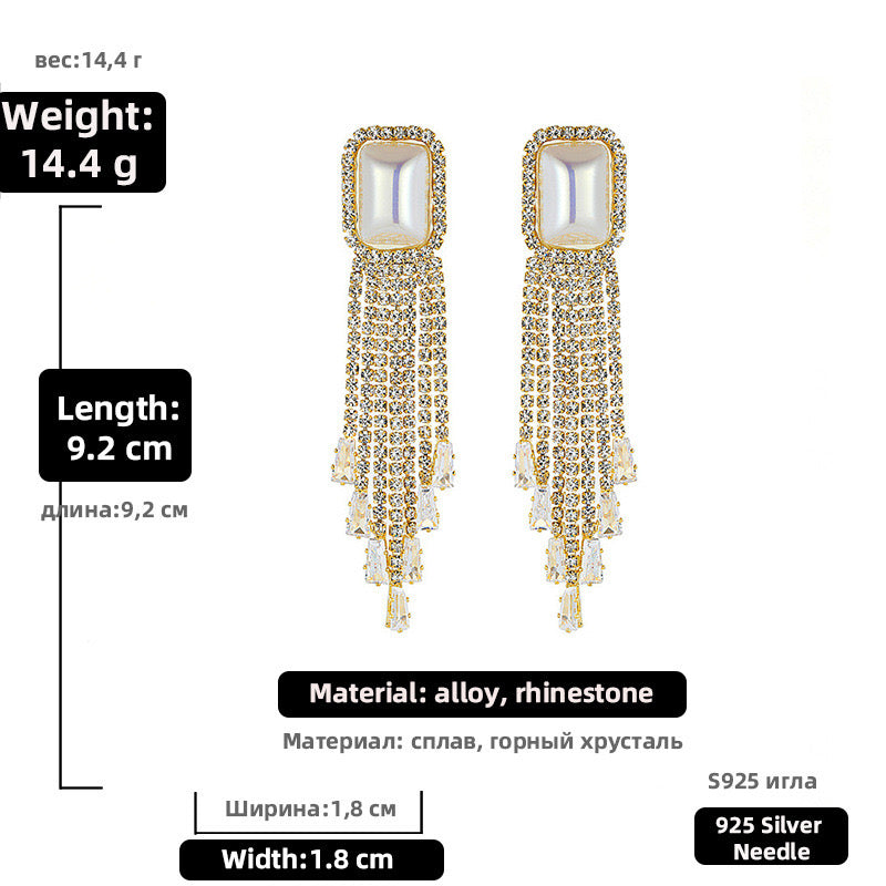 Women Sparkling Tassels Earrings