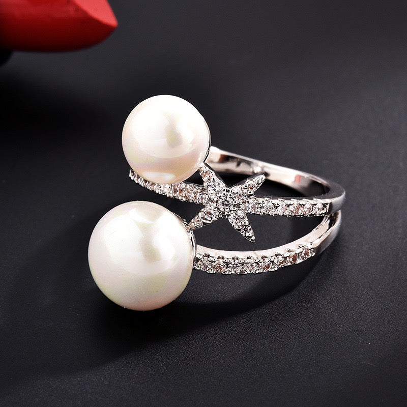 Premium Adjustable Ring with Pearl