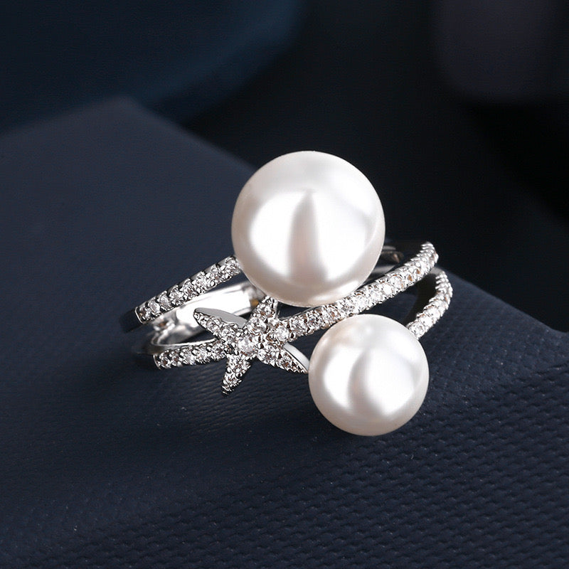 Premium Adjustable Ring with Pearl