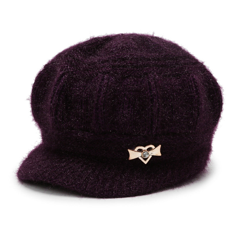 Women Winter Knitted Wool Hat, Purple