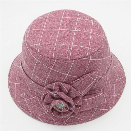 Women Plaid Bucket Hat, Pink