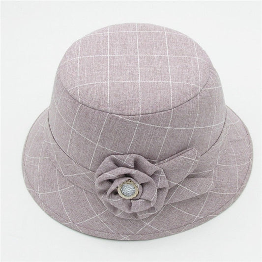 Women Plaid Bucket Hat, Light Purple