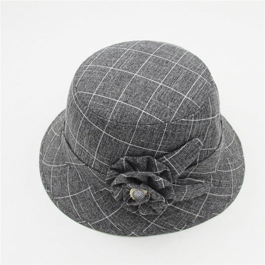 Women Plaid Bucket Hat, Grey