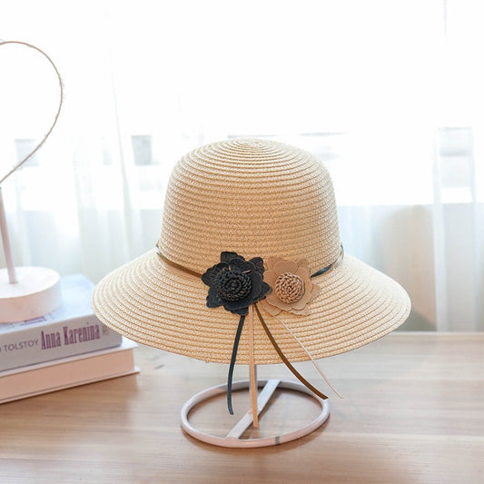 Women Cute Flower Summer Hat, Cream