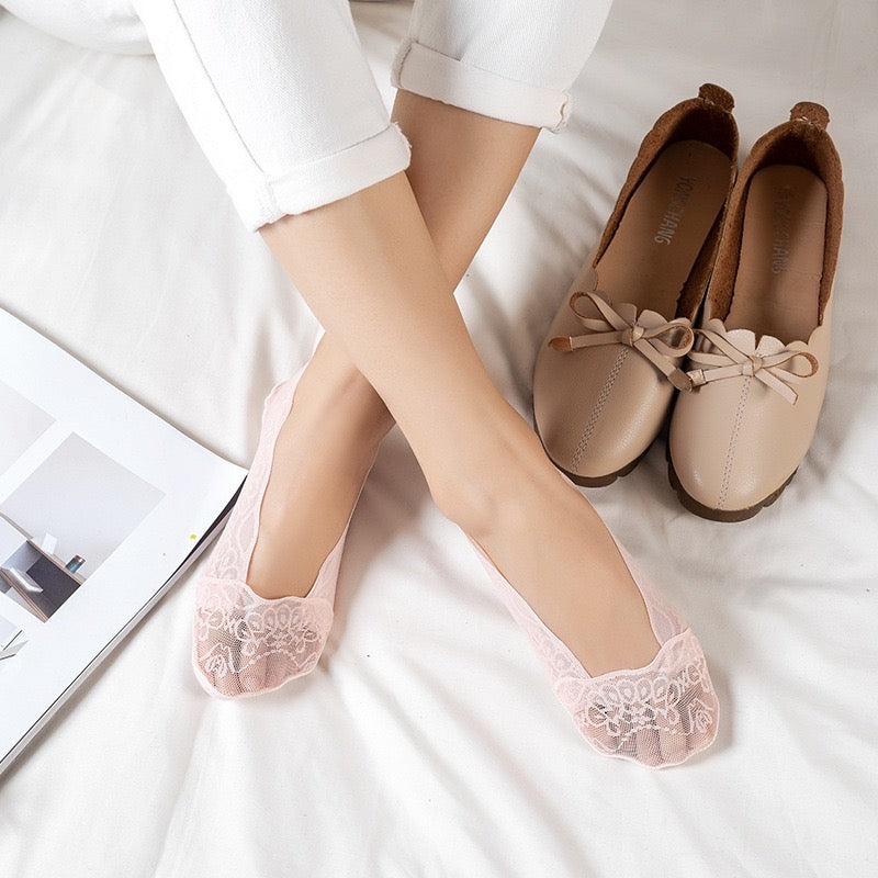 Women Non-Slip Lace Socks, One Size