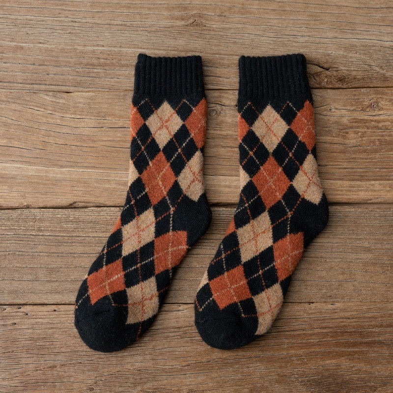 Quality Plaid Socks, Black