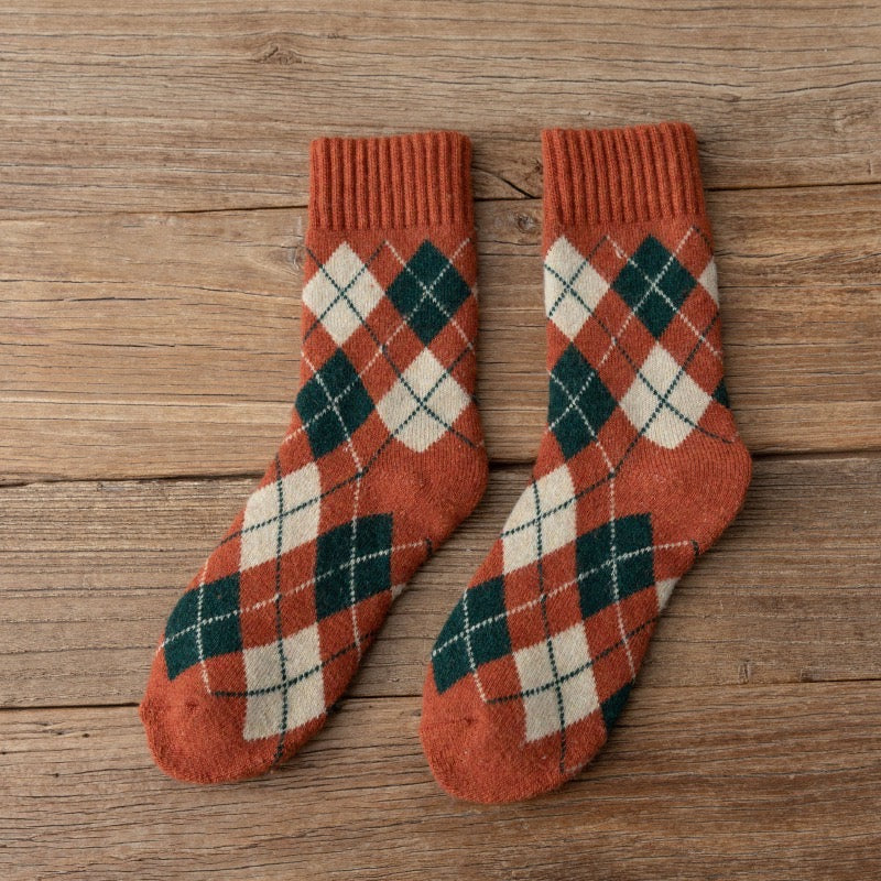 Quality Plaid Socks, Coral