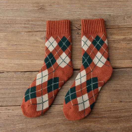 Quality Plaid Socks, Coral