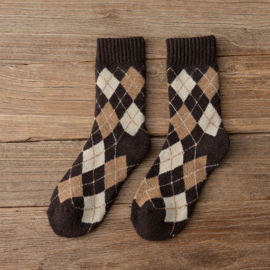 Quality Plaid Socks, Brown