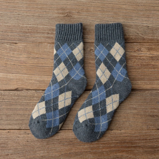 Quality Plaid Socks, Blue