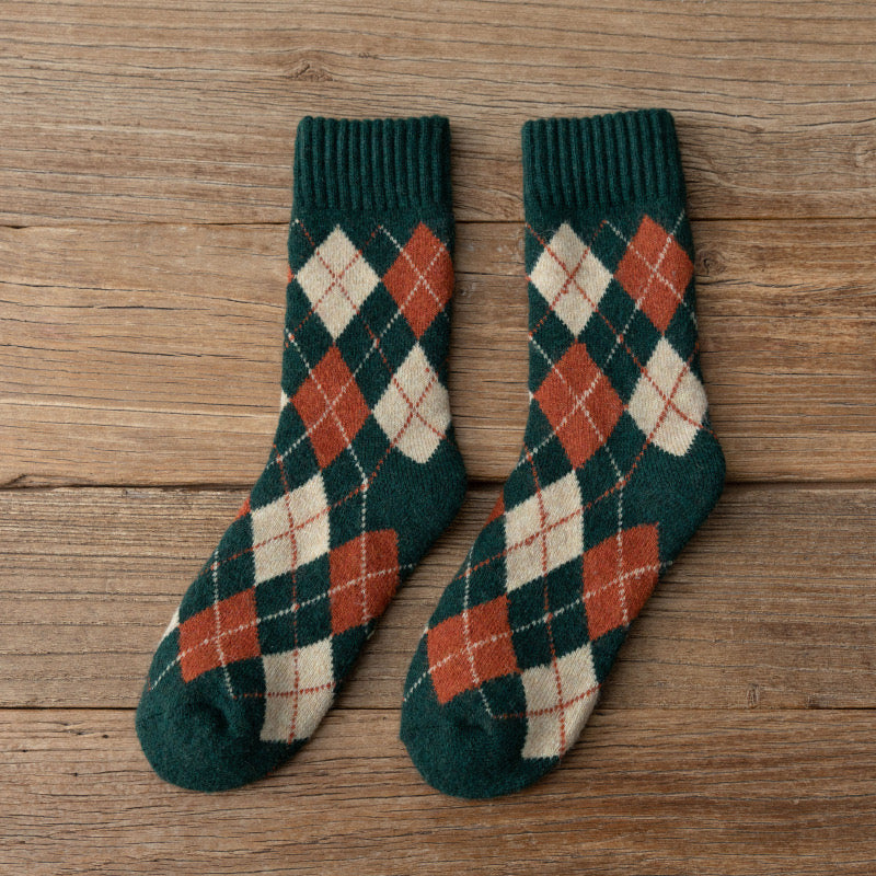 Women Quality Plaid Socks, Green