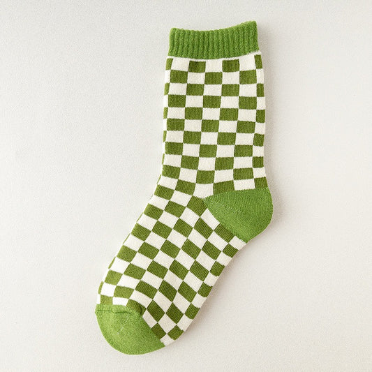 Women Premium Plaid Socks, Green