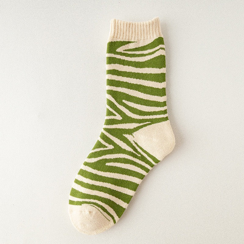 Women Stripe Socks, Green