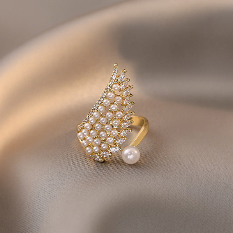 Women Quality Wing with Pearl Adjustable Ring