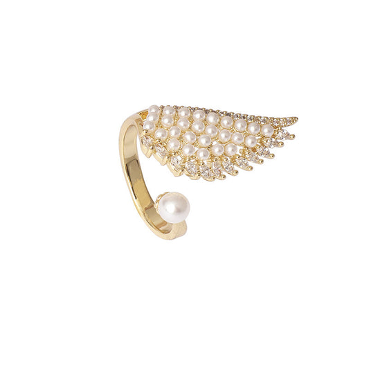 Women Quality Wing with Pearl Adjustable Ring