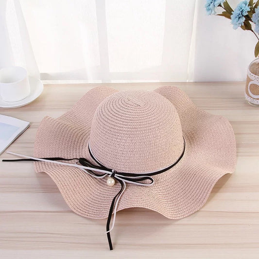 Women Summer Straw Hat, Pink