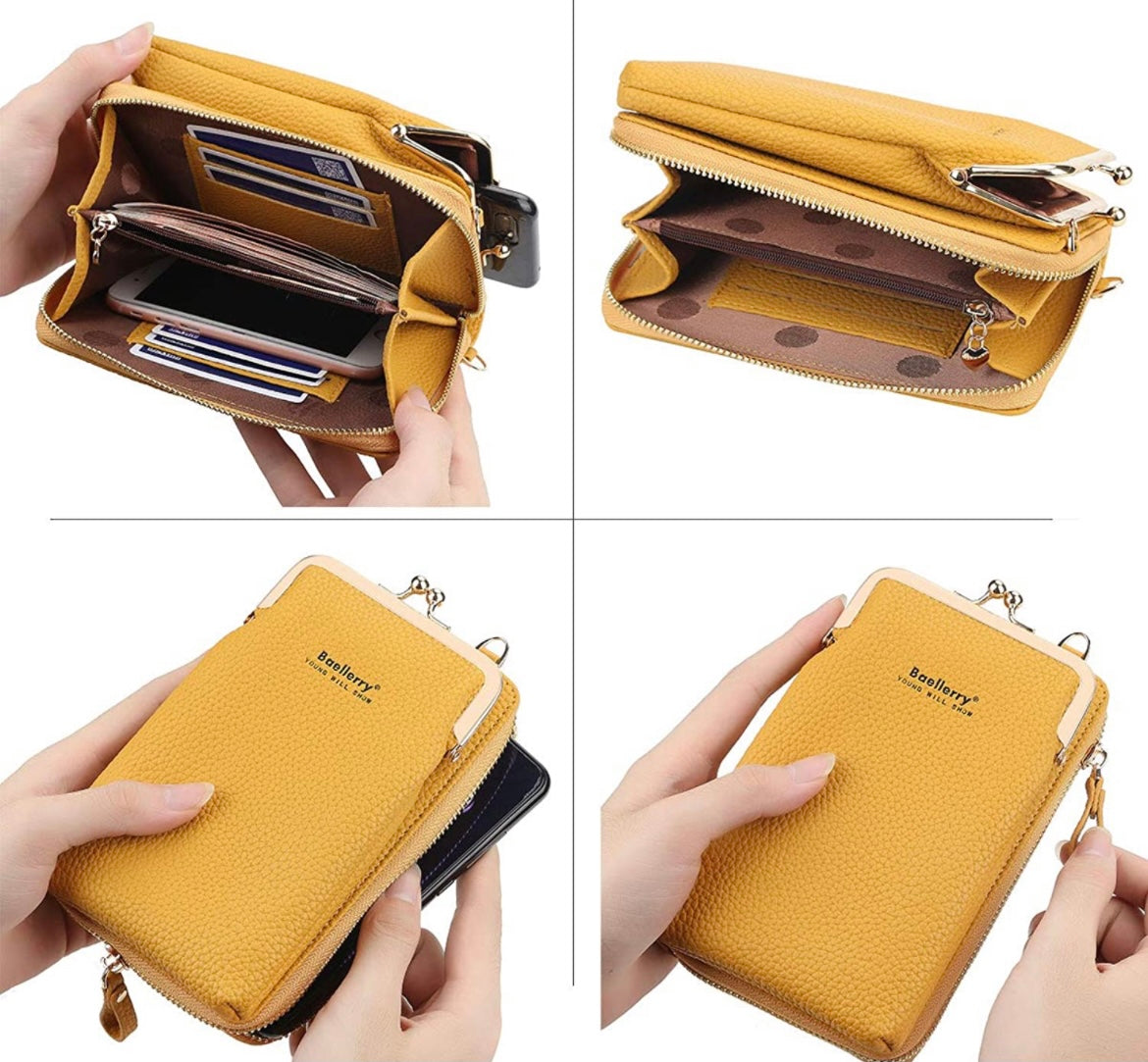 Fashion Quality Crossbody Long Bag for Phone, Yellow