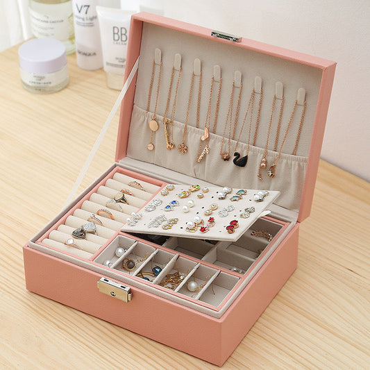 Women Two-Layers Jewelry Organizer, Pink