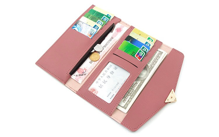 Women Heart Long Wallet, Light Pink