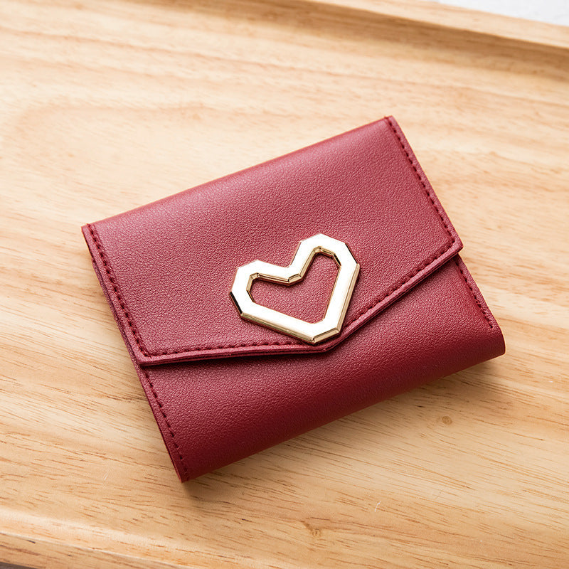 Women Bifold Heart Wallet, Red