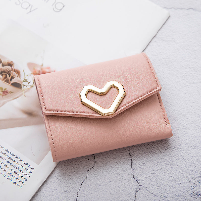 Women Bifold Heart Wallet, Pink