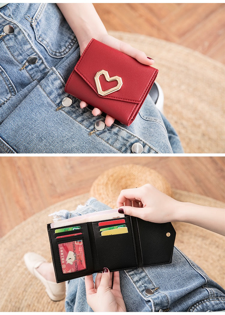 Women Bifold Heart Wallet, Red