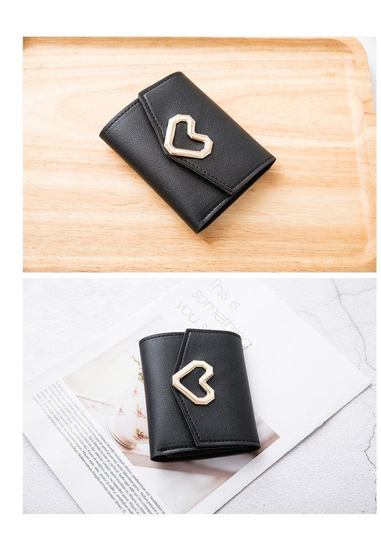 Women Bifold Heart Wallet, Black