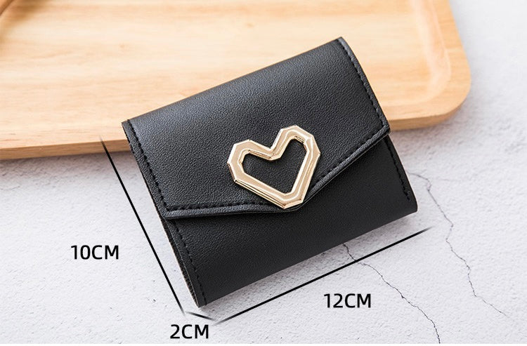 Women Bifold Heart Wallet, Black