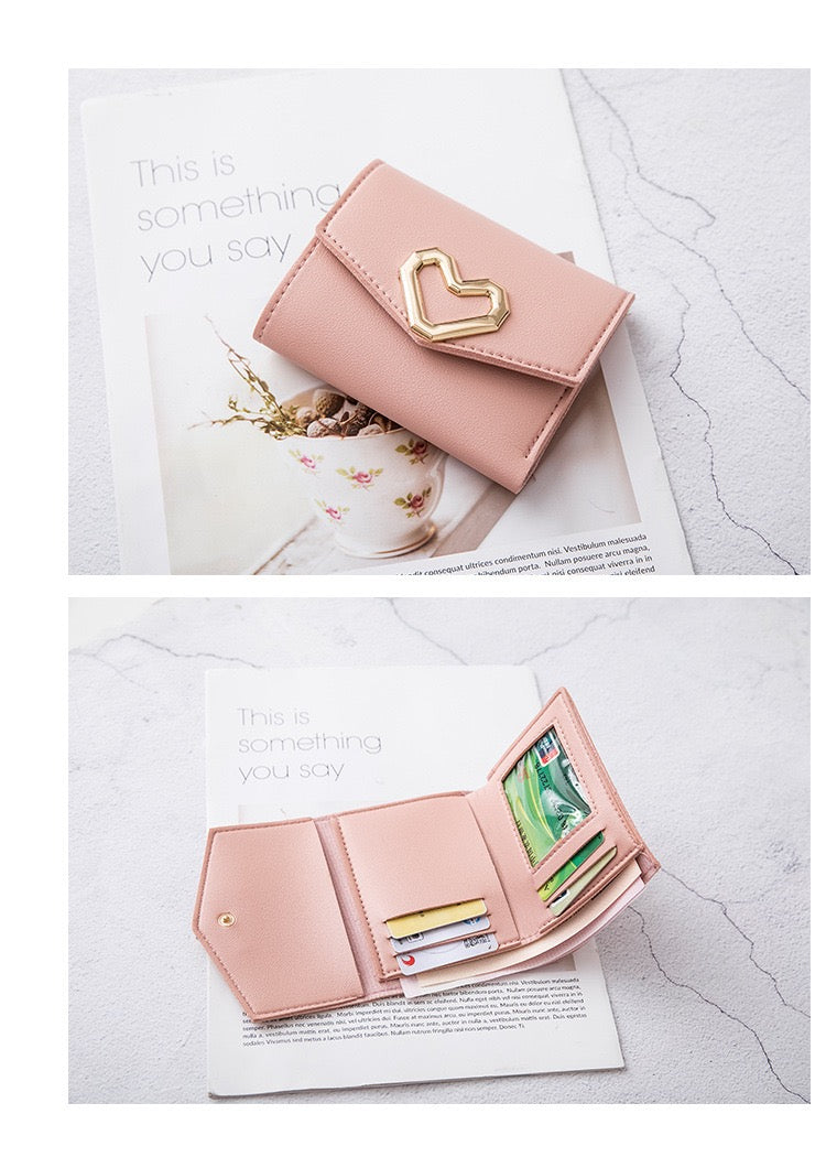 Women Bifold Heart Wallet, Pink