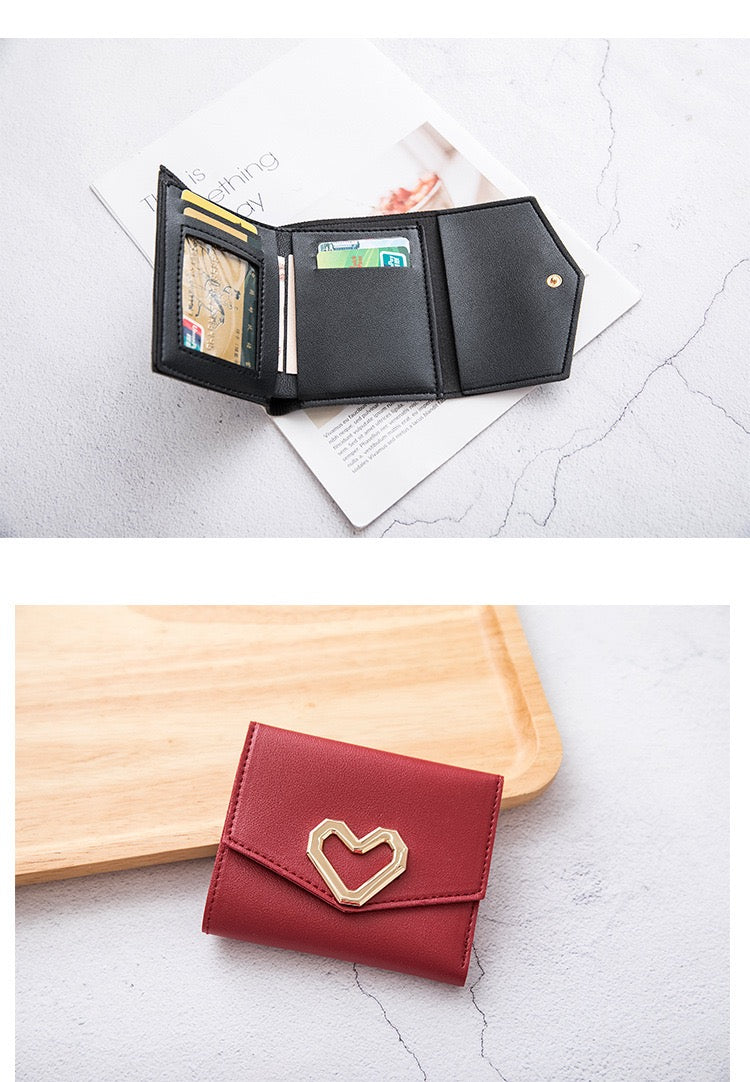 Women Bifold Heart Wallet, Red