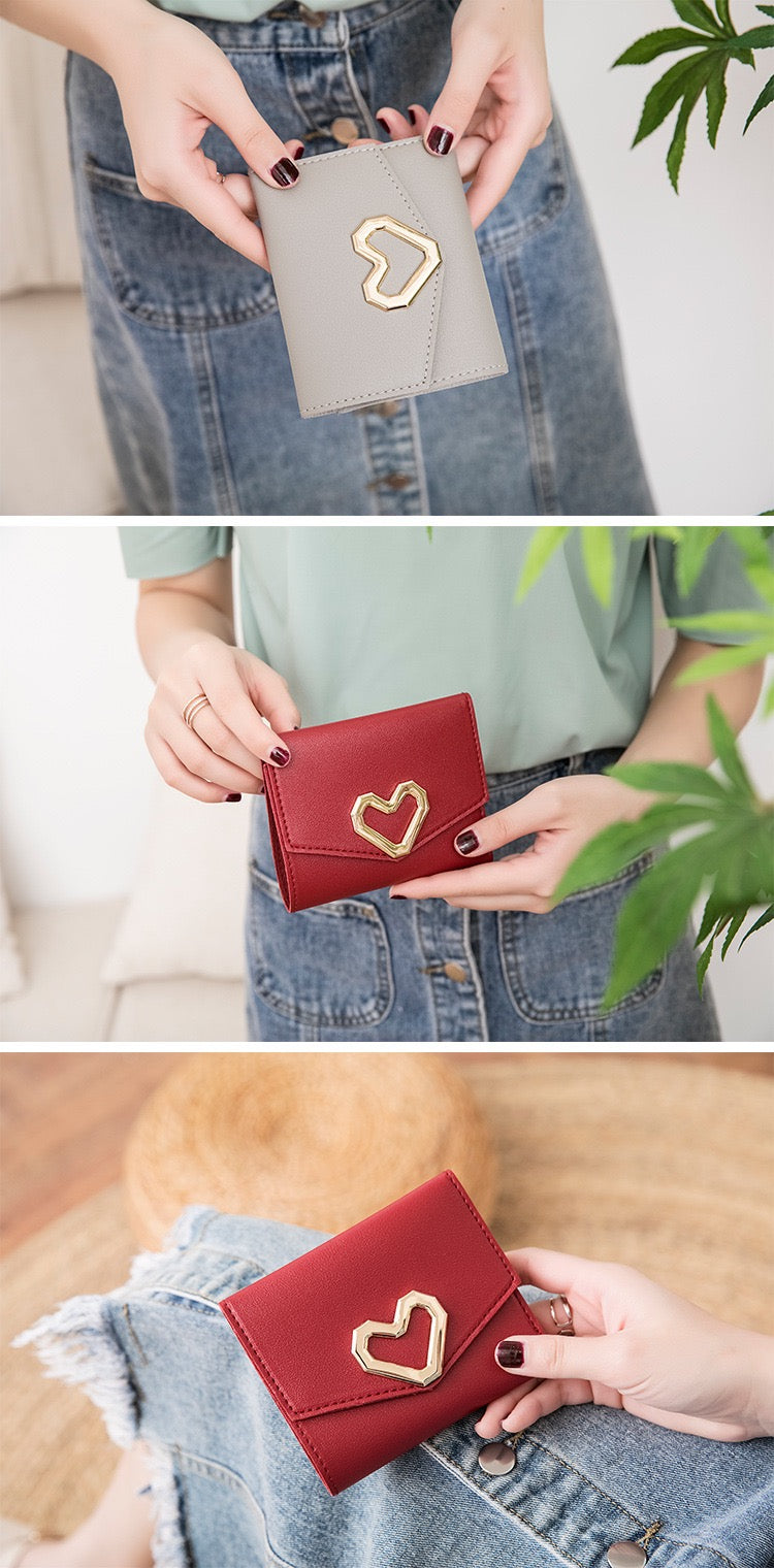 Women Bifold Heart Wallet, Red