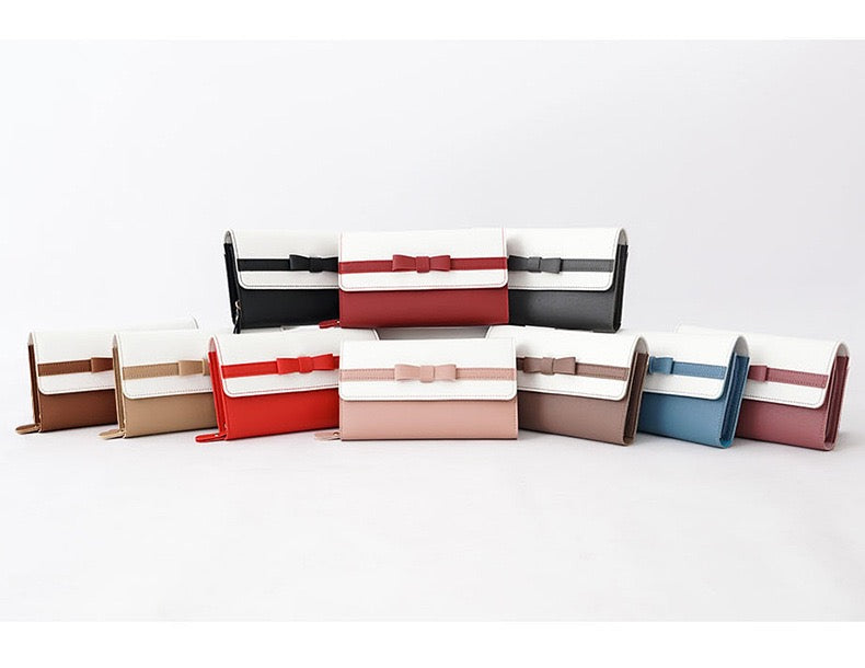 Women Quality Bow Long PU Wallet, More Colors