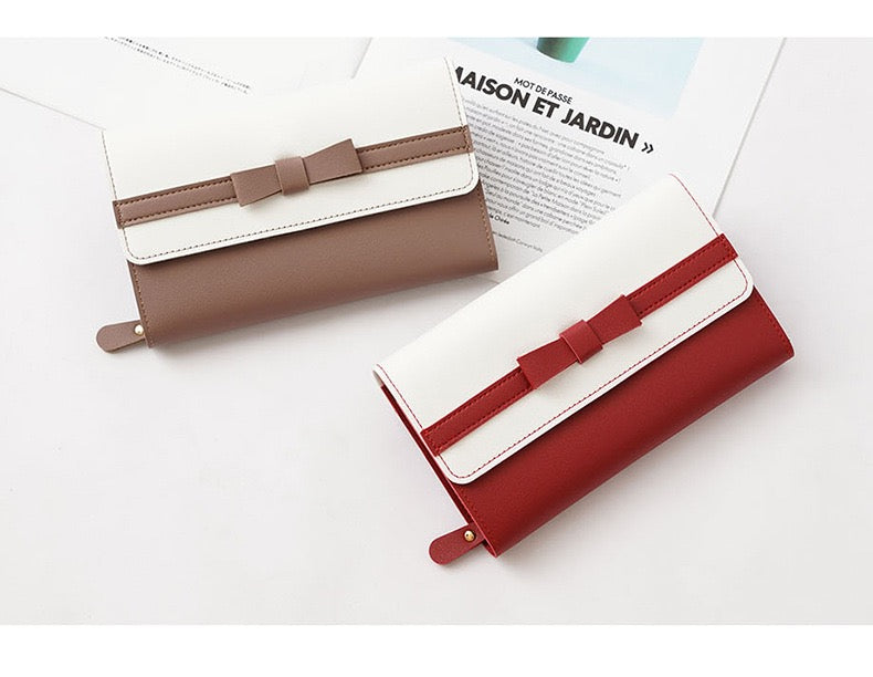 Women Quality Bow Long PU Wallet, More Colors