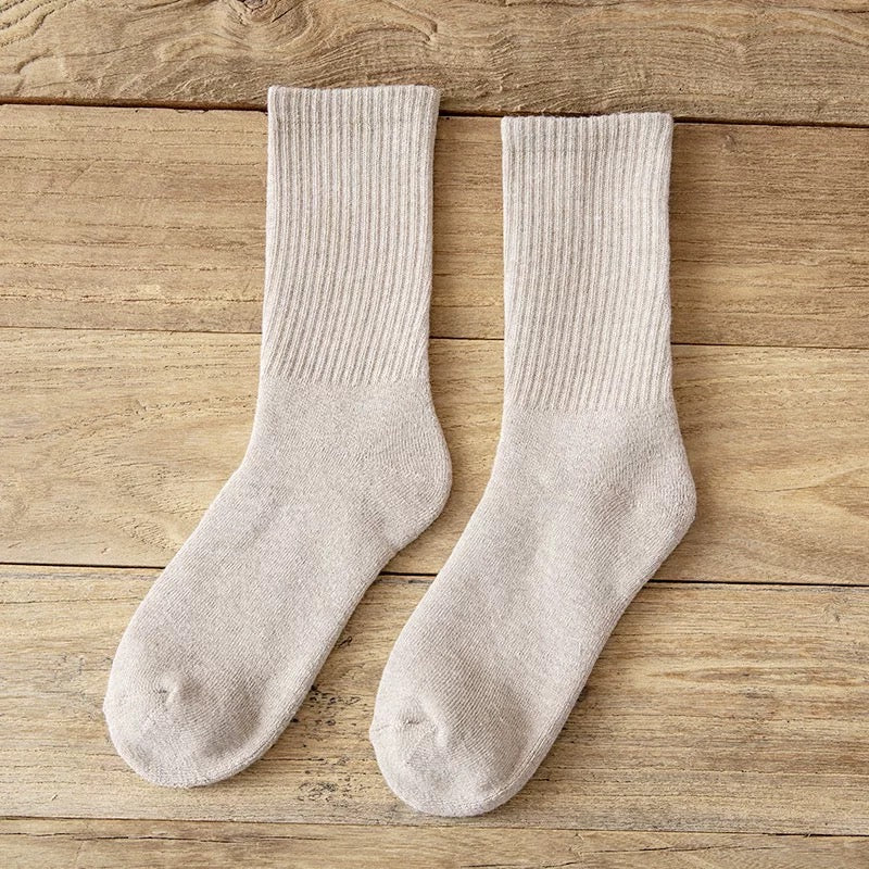 Women Cotton Socks, Cream