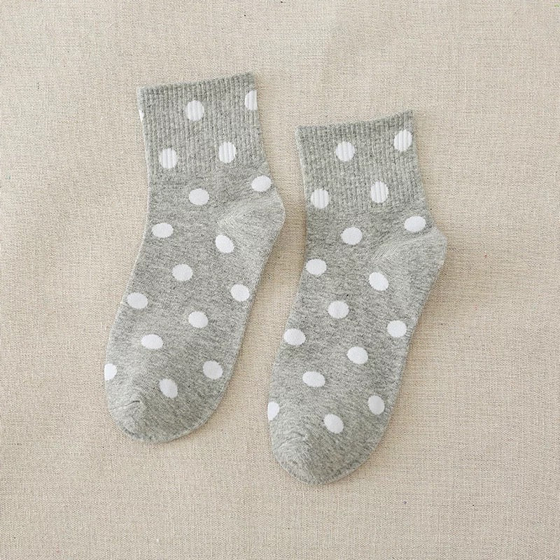 Women Cotton Dot Socks, Grey