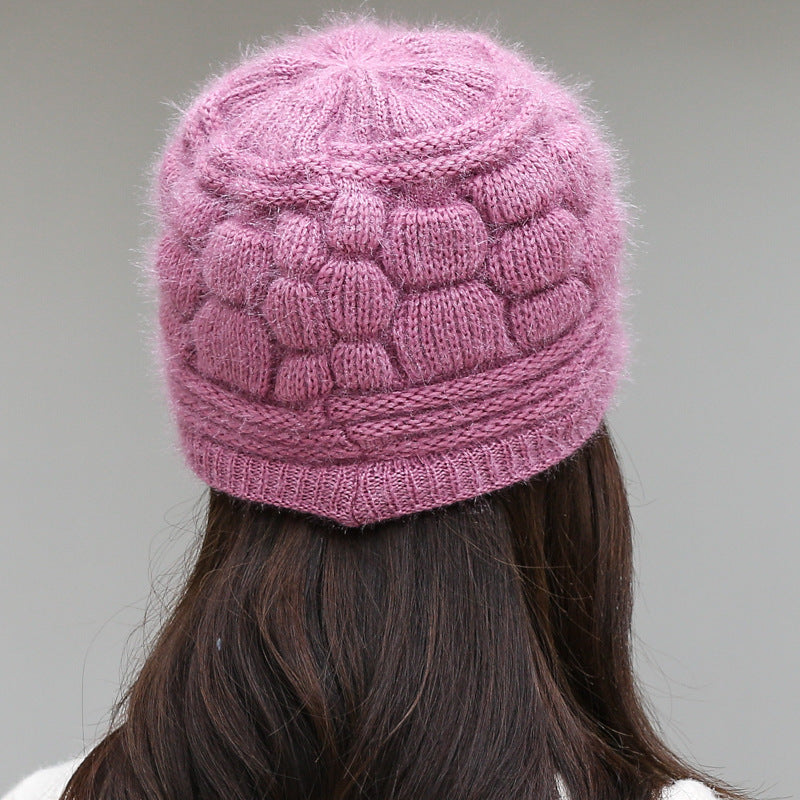 Women Winter Fleece Lined Knitted Warm Hat, Pink