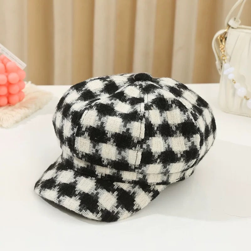 Women Fashion Tweed Cap, Black